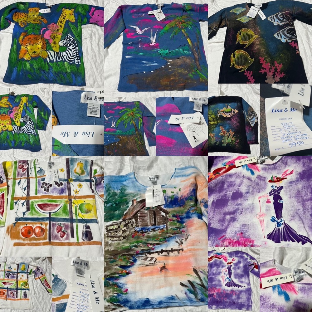 COLLECTION LISA & ME 90s sweaters hand painted 100% cotton